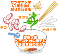 蛸と長芋とオクラの梅カツオ