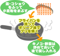 ブリとたっぷりキノコのトマト炒め